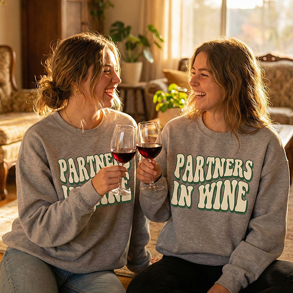 PARTNERS IN WINE BEDRUKTE SWEATER