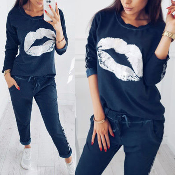 LIPPEN BEDRUKT SWEATER + BROEK SPORTPAK