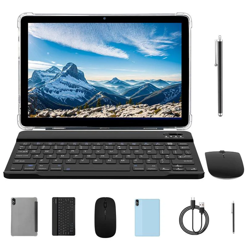 PRITOM 15 - 10,1-Zoll-Android-Tablet, 16 GB RAM, 64 GB ROM, mit Tastaturgehäuse und Stift