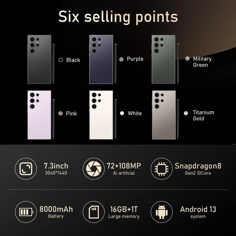 Smartphone S24 Ultra Netzwerk 7,3 Zoll 16GB+1TB Entsperrte