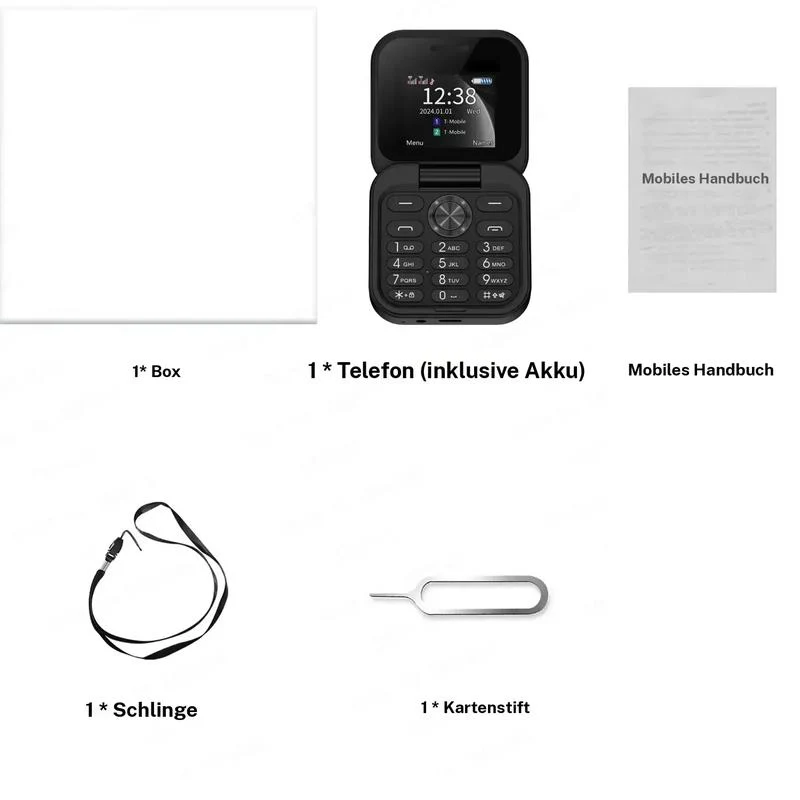 FUFFi Klappbares Mini Handy mit 2,4 Zoll Display, 2G Netzwerk,Dual SIM, FM Radio