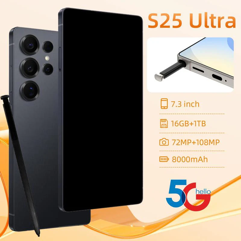 S25 Ultra Smartphone 16GB 1TB 7.3 Inch 5G Unlocked Android 13 DecaCore 2K 108MP