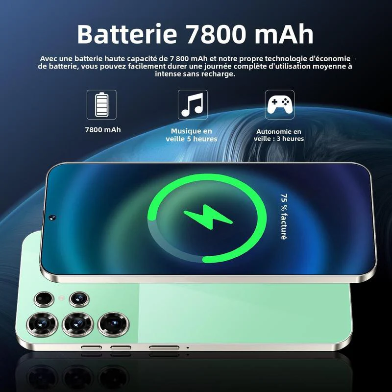 Smartphone T+25 512GB Titan Frame 108MP Auto Focus Cam 7 3 Incell Screen 7800mAh 5G Dual SIM 3 Colors With Case