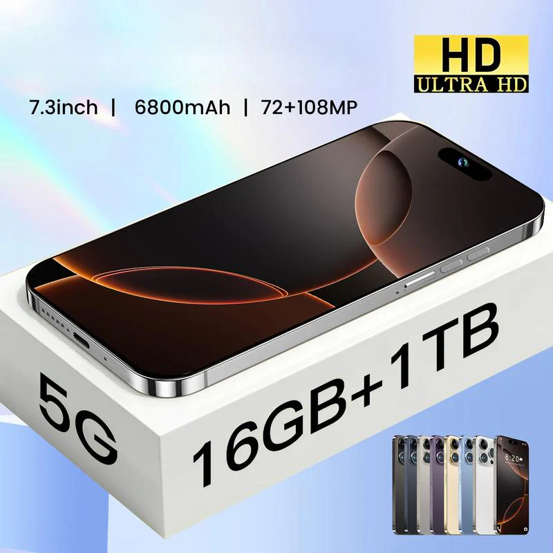 16 Pro Max Smartphone 6.8 Inch Screen 16G+1T Gaming Tested Essential Photography