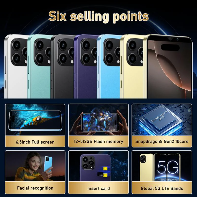 16 Pro Max Smartphone with 12GB RAM 512GB Android Storage