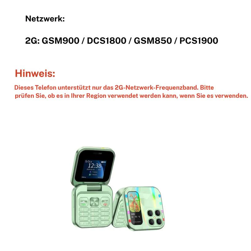 FUFFi Klappbares Mini Handy mit 2,4 Zoll Display, 2G Netzwerk,Dual SIM, FM Radio