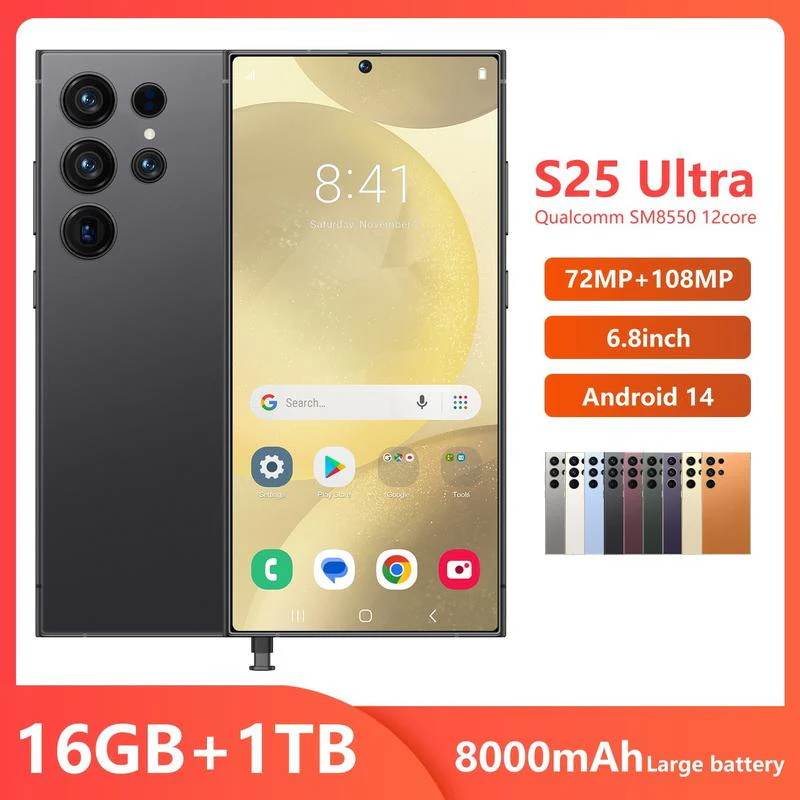 S25 Ultra Smartphone 16GB 1TB 7.3 Inch 5G Unlocked Android 13 DecaCore 2K 108MP