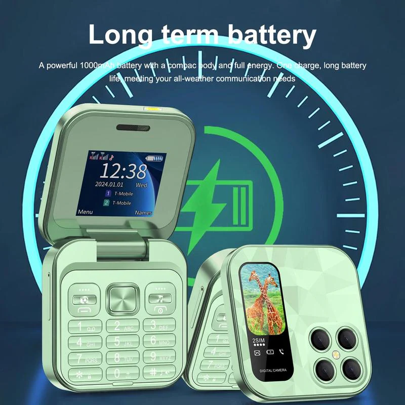 FUFFi Klappbares Mini Handy mit 2,4 Zoll Display, 2G Netzwerk,Dual SIM, FM Radio