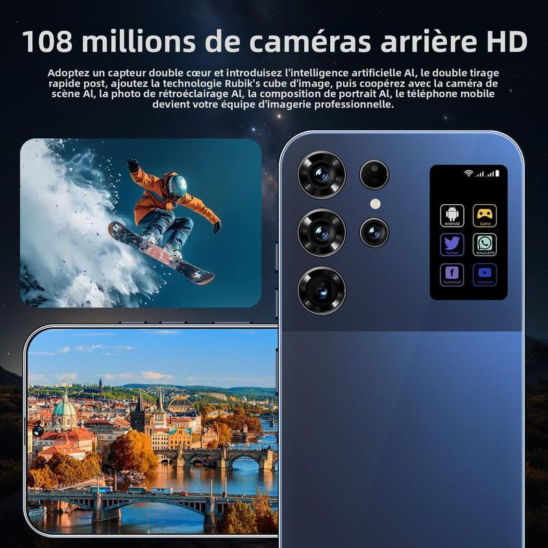 Smartphone T+25 512GB Titan Frame 108MP Auto Focus Cam 7 3 Incell Screen 7800mAh 5G Dual SIM 3 Colors With Case