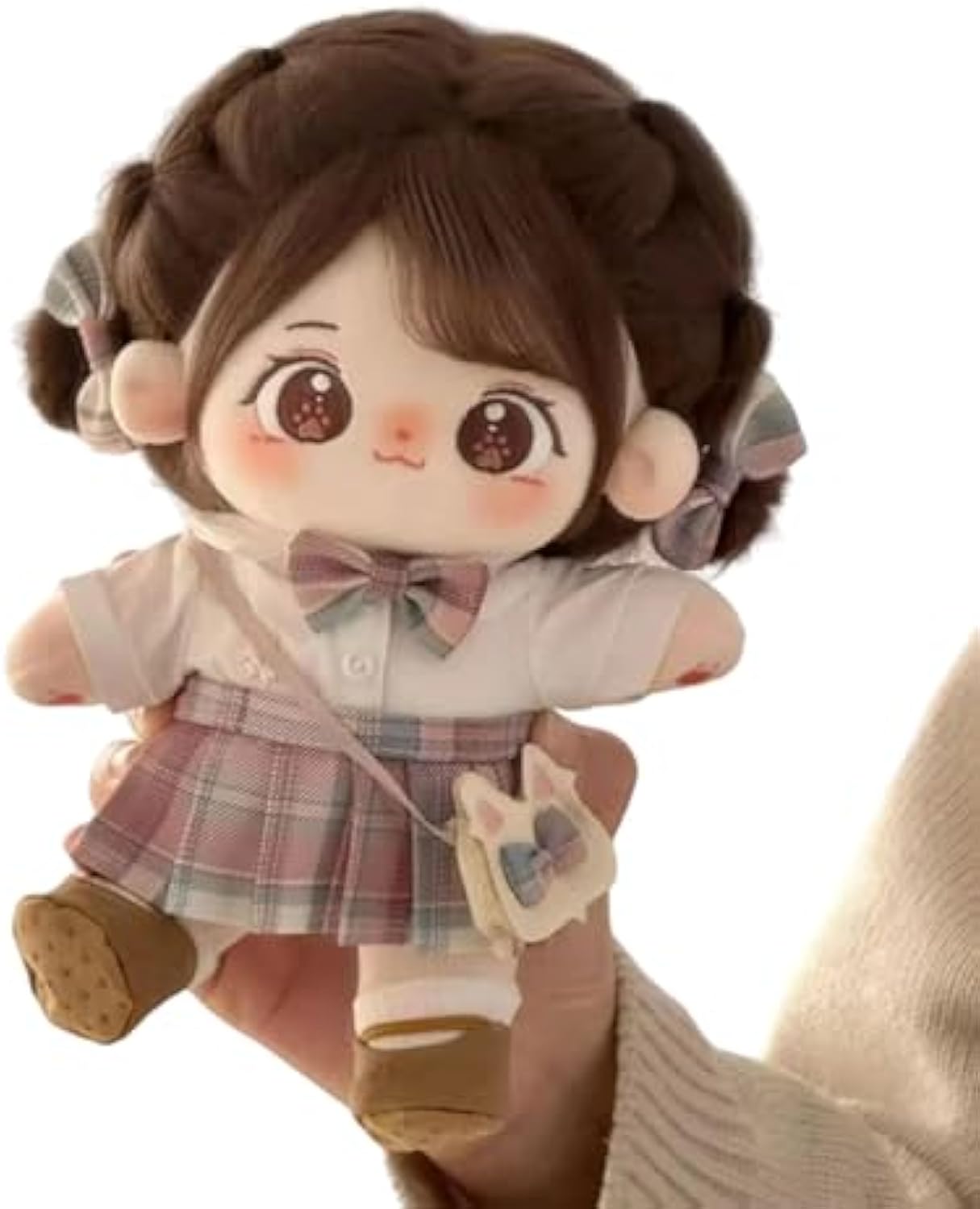 20cm Plush Doll Cotton Doll with Clothing Set,Kawaii Soft Stuffed Dress Up Dolls with Wig Cute Long Hair Cotton Doll for Girl Birthday Gift