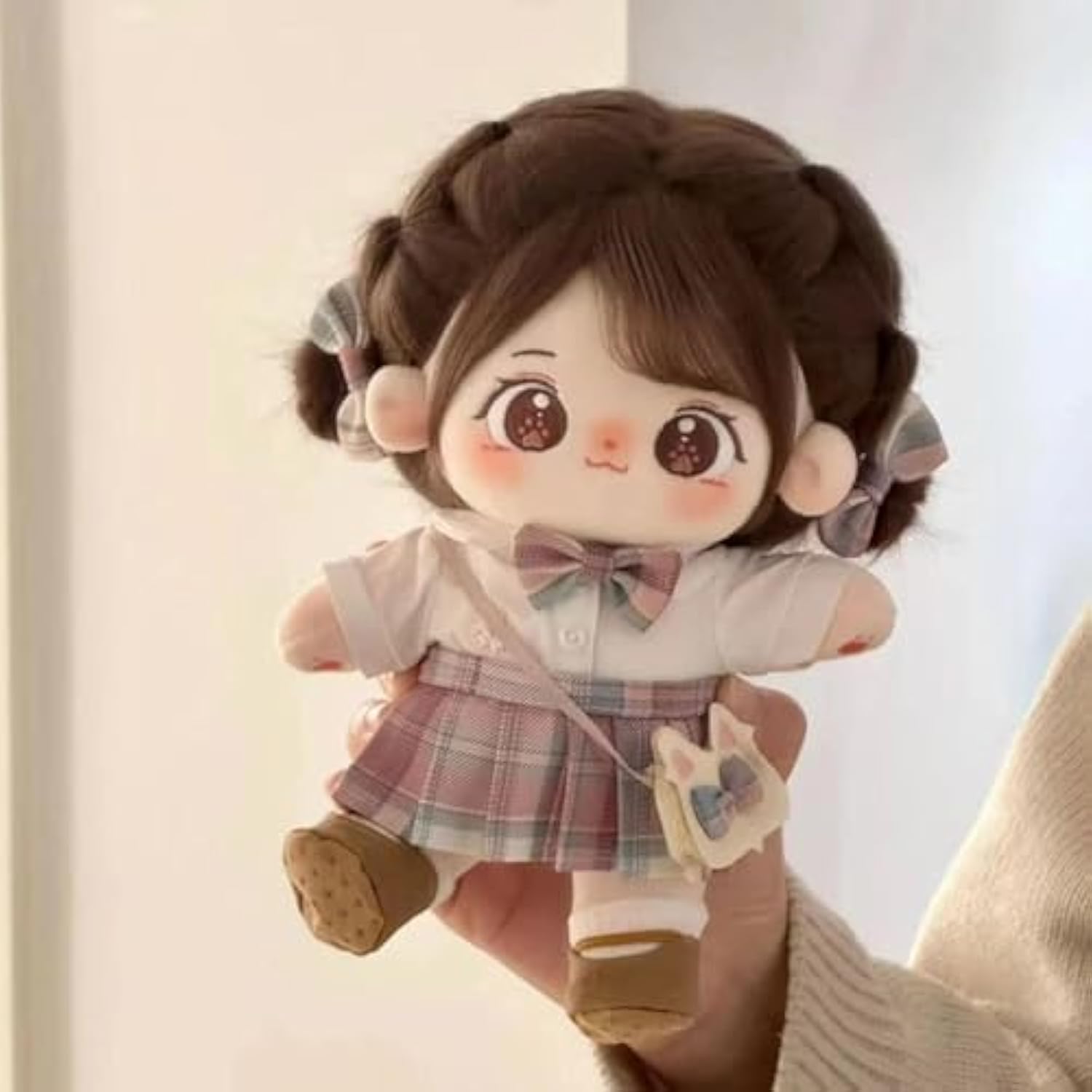 20cm Plush Doll Cotton Doll with Clothing Set,Kawaii Soft Stuffed Dress Up Dolls with Wig Cute Long Hair Cotton Doll for Girl Birthday Gift