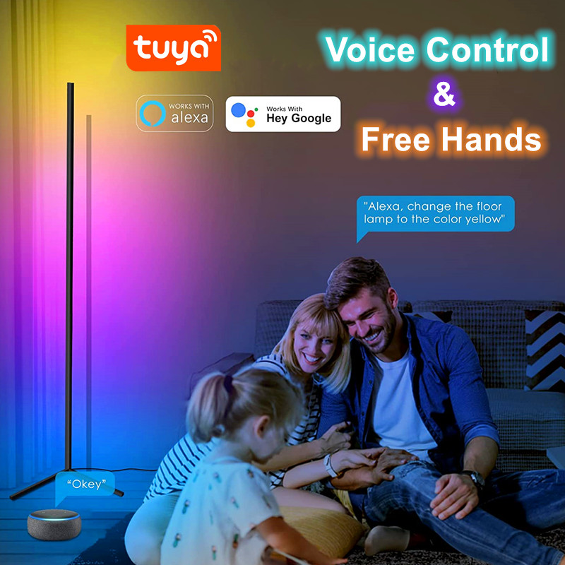 Smart App Conrtol Wifi Rgb Color Changing Mood Lighting Ambient Light Led Smart Corner Tripod Floor Lamp