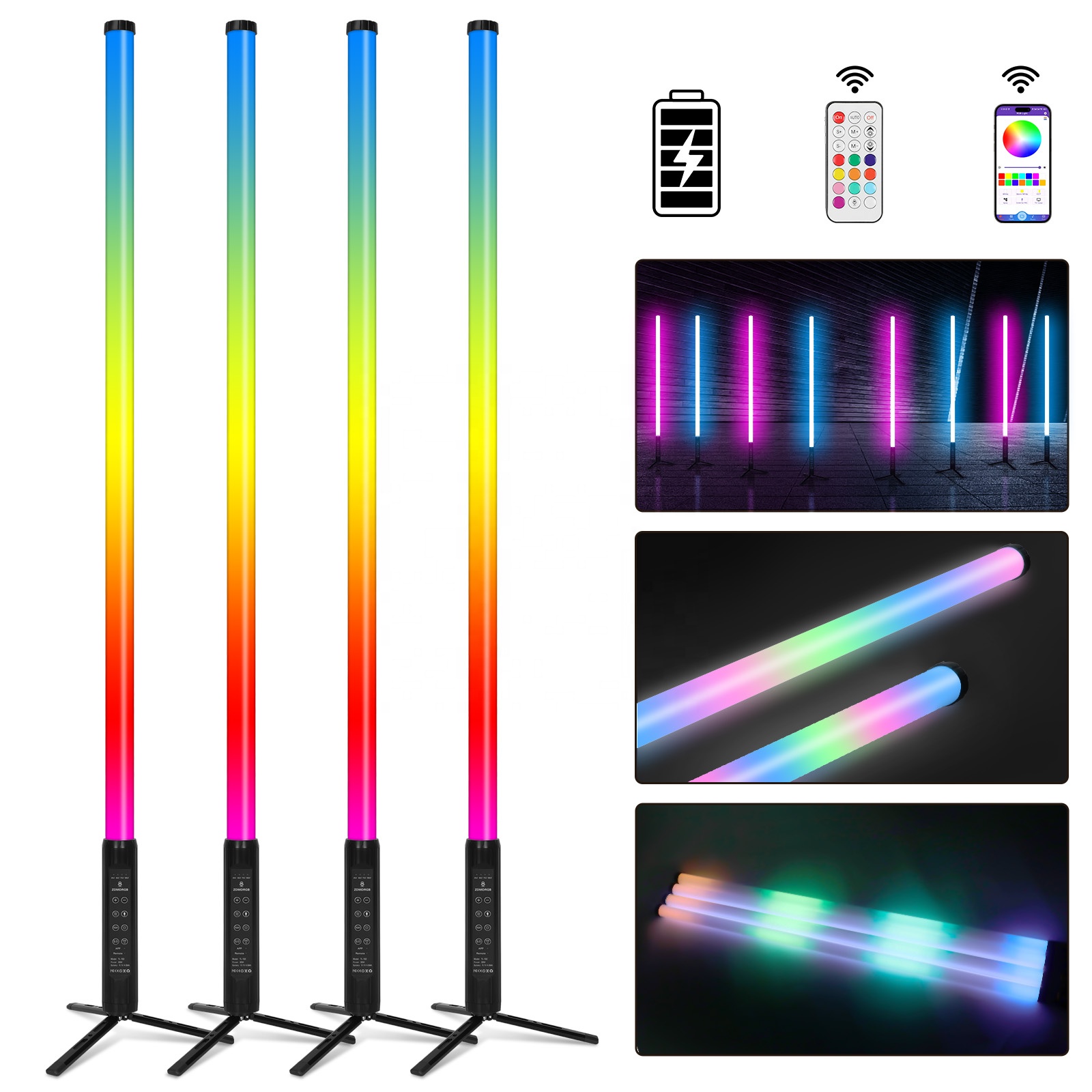 TL-150 IP65 Outdoor Wireless APP Control Battery Large 5ft 360 RGBW LED Pixel Tube Bar Stand for DJ Dance Stage Both Lighting