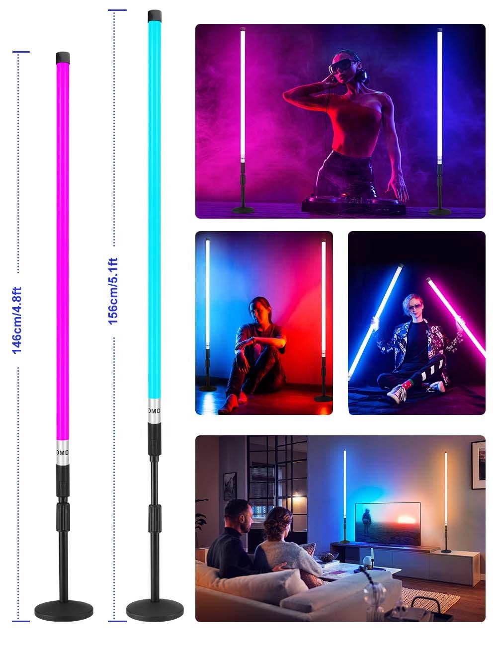 USA Warehouse Rechargeable TL-120 Wireless RGB LED Tube Bar Light Fill Lamps for Ipad Photo Booth