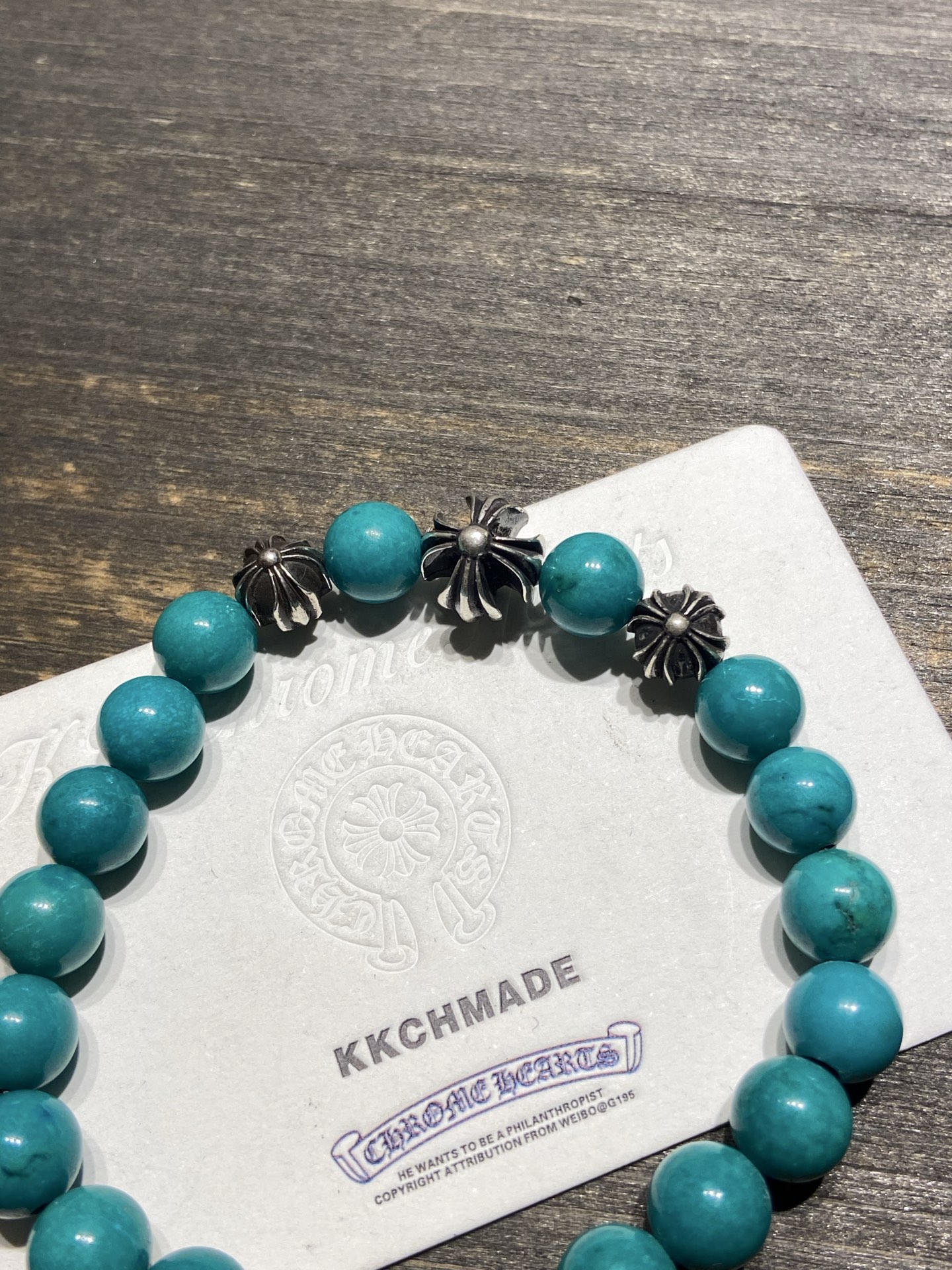 Customer order: turquoise 4-silver bead bracelet