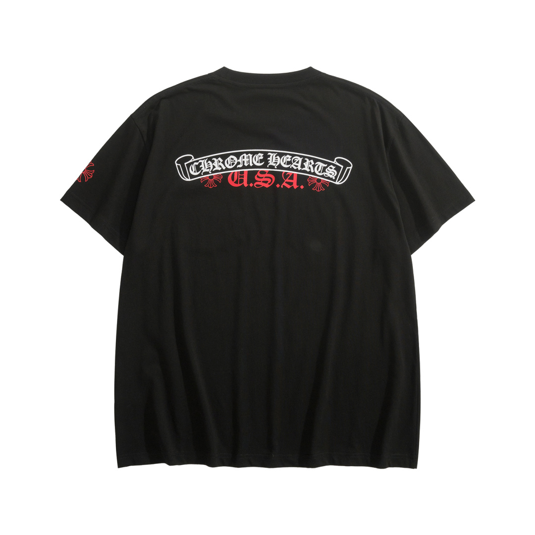 CH Chrome Hearts USA Exclusive T-ShirtThis item is made from 26-thread, 200g 100% cotton fabric, soft and breathable for ultimate comfort. The plastisol hand-printing process ensures vibrant, long-lasting colors and clear definition, showcasing uni