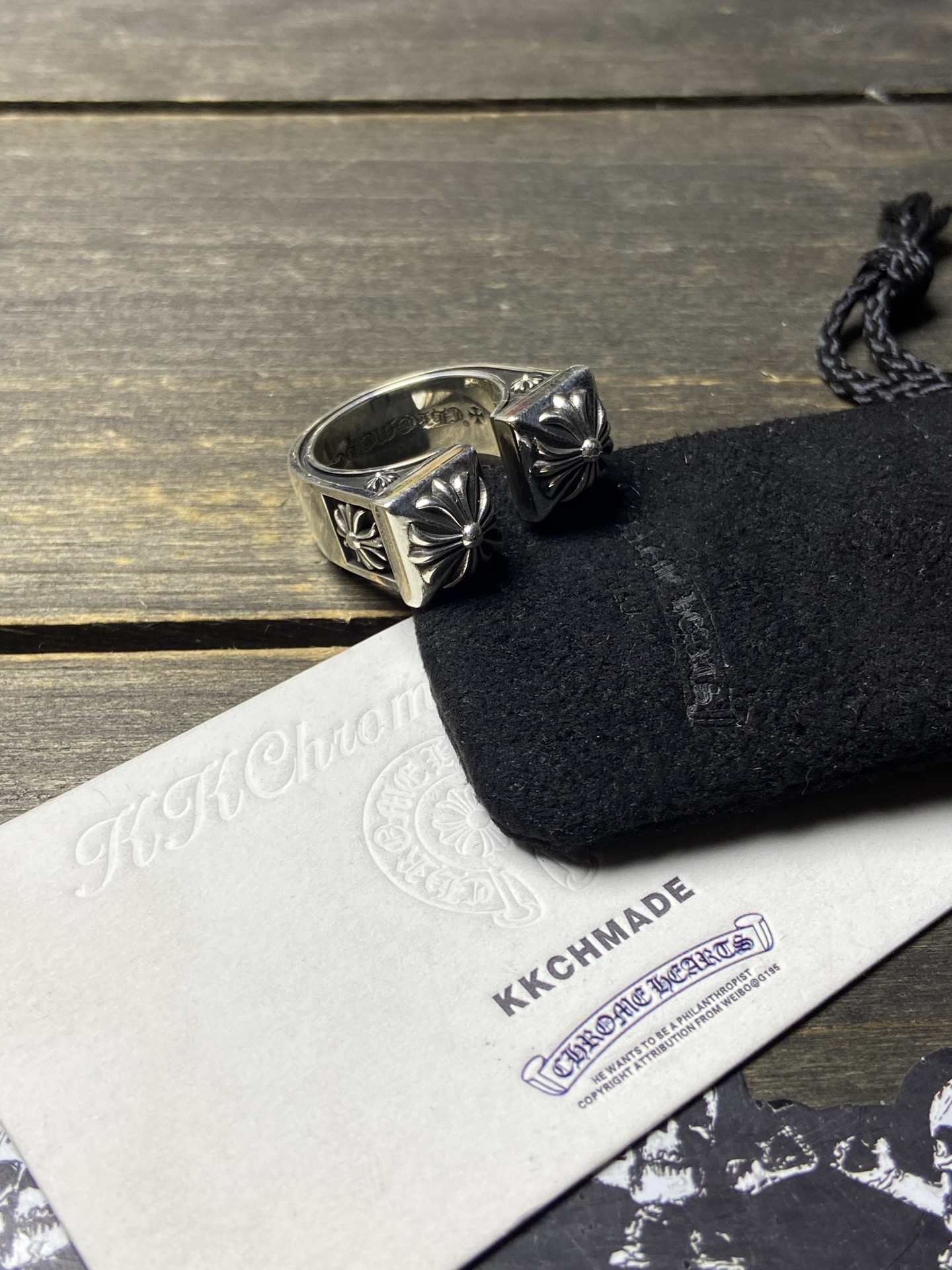 Customer order 🔝 Double flower cross open ring