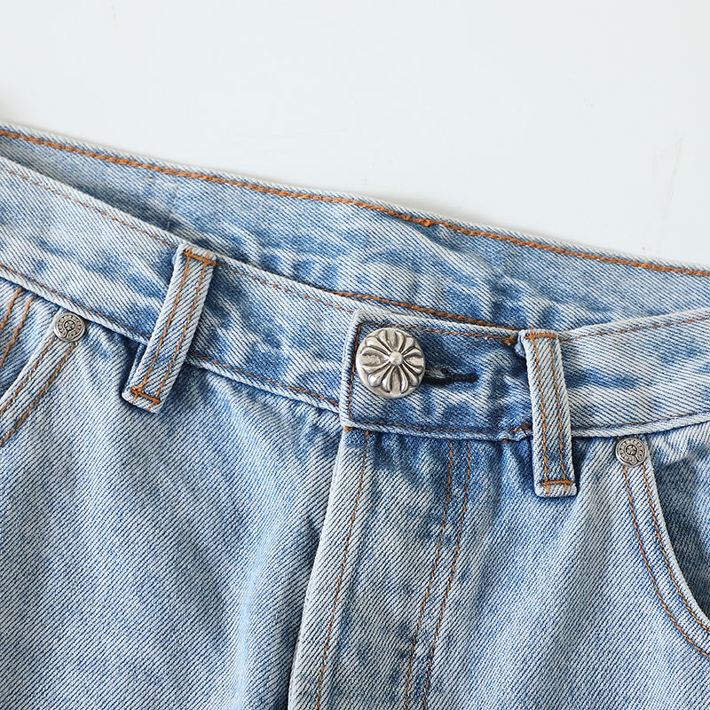 CH Chrome Hearts Jeans7x7 denim blue jeans, Levies 501 sole, genuine lambskin cross, custom-made full set of electroplated genuine silver hardware (not imitation silver!)