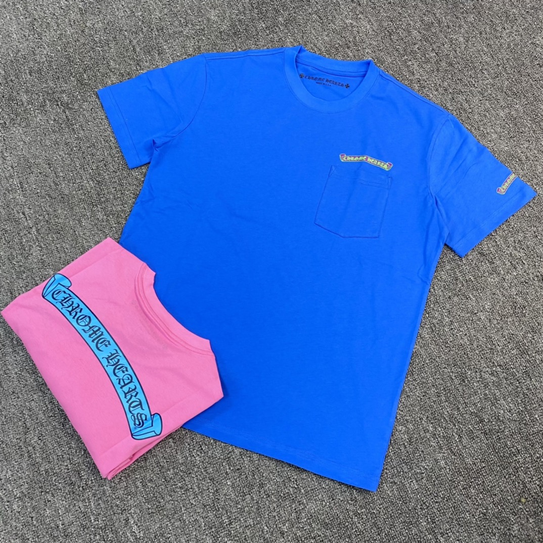 Chrome Hearts New Dopamine CH Short-Sleeve T-ShirtFurniture: Custom-woven and dyed 40% count 230g pure cotton, single-sided reactive dyeingBulk stock arriving. Unisex styleSizes: S, M, L, XL