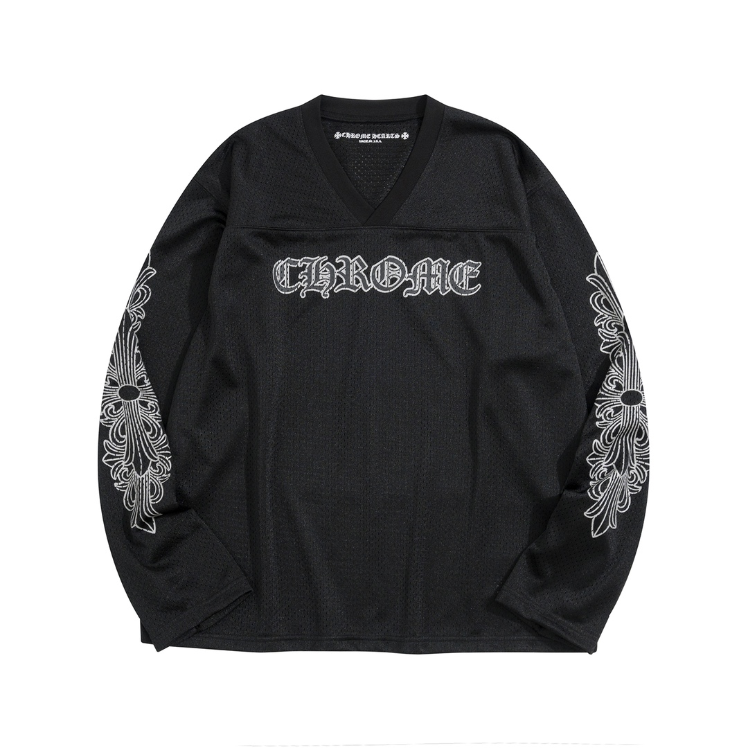 CH 2023FW Chrome Hearts Mesh Double-Layer Sports Suit Ice Hockey Suit. Imported mesh fabric, thick and substantial feel. Features multiple classic logo prints. Sizes S, M, L.