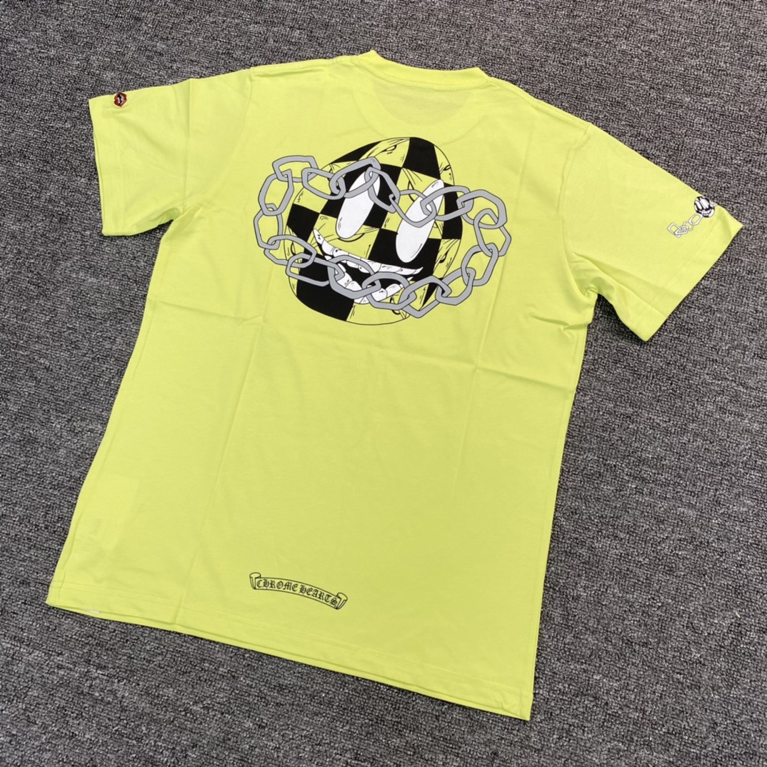 Chrome Hearts CH Matty Boy Green Eye Short-Sleeve T-ShirtFabric: Custom-woven and dyed 40% count 230g pure cotton, single-sided reactive dyeing. The entire garment features a hand-printed thermosetting ink, resulting in a slightly matte finish rathe