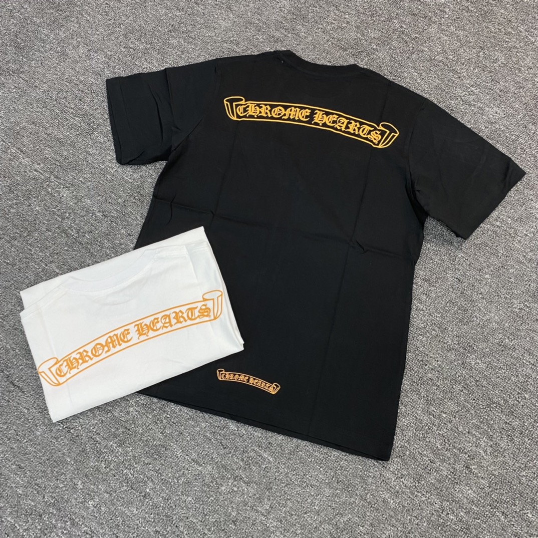Chrome Hearts Miami Exclusive Orange Roller Short-Sleeve T-ShirtFurniture: Custom-woven and dyed 40% count 230g pure cotton, single-sided reactive dyeing. The entire garment features a hand-printed thermosetting ink, resulting in a slightly matte f