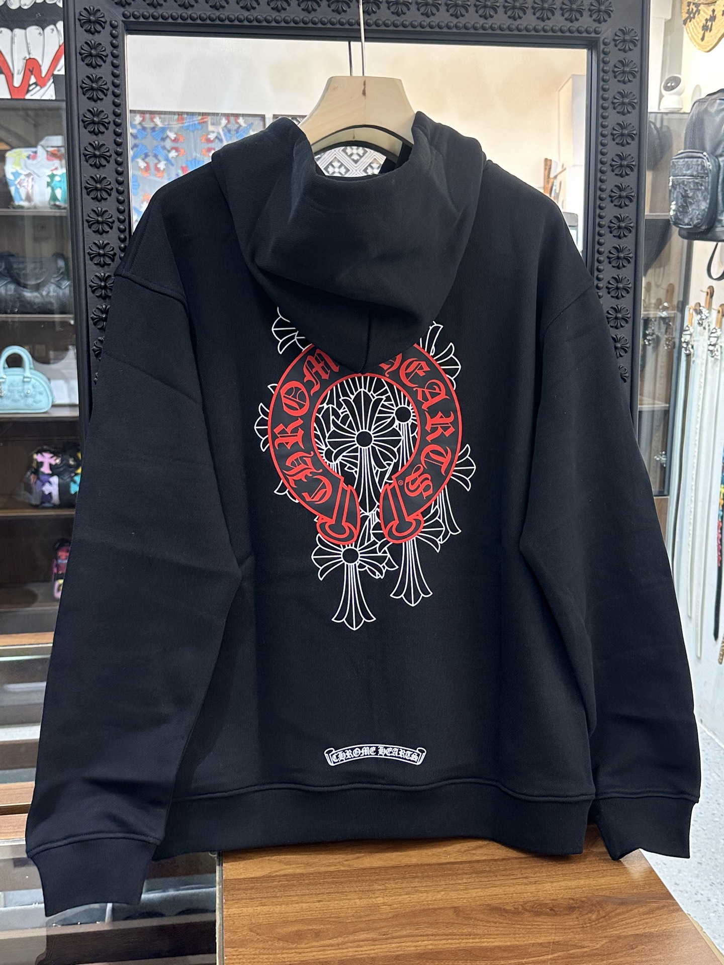 Chrome Hearts Red Horseshoe Phantom Cross Print Zip-Up Sweatshirt JacketSize: S M L XL