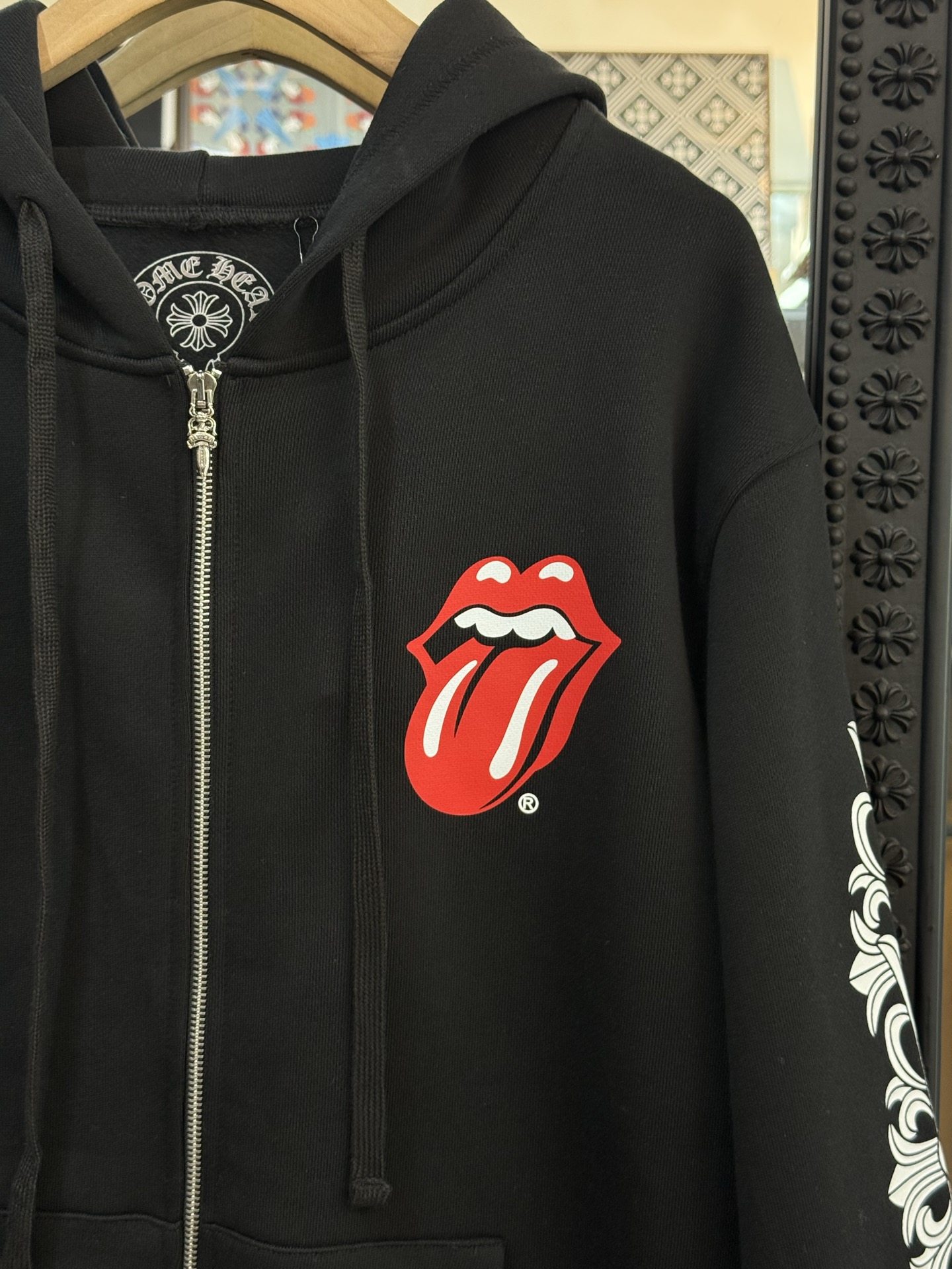 Chrome Hearts Rolling Stone Red Tongue Collaboration Zip-Up HoodieSizes: S M L XL