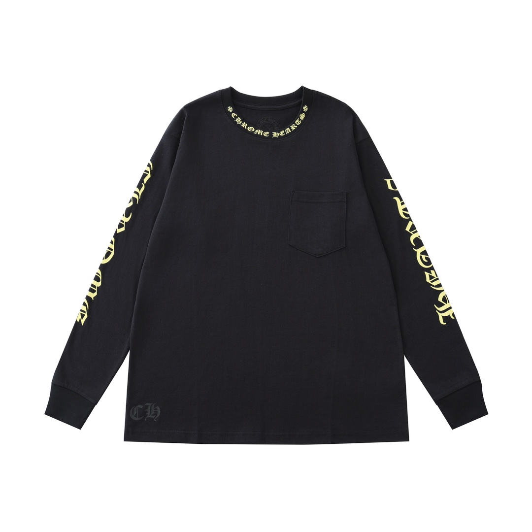 CH's new Sanskrit print long-sleeved shirt with collar. Available in three colors and all sizes. Original Hong Kong import, purchased for 8399. Made of 220g 100% cotton. The print uses a foaming process. Custom accessories. High-quality workmanship f