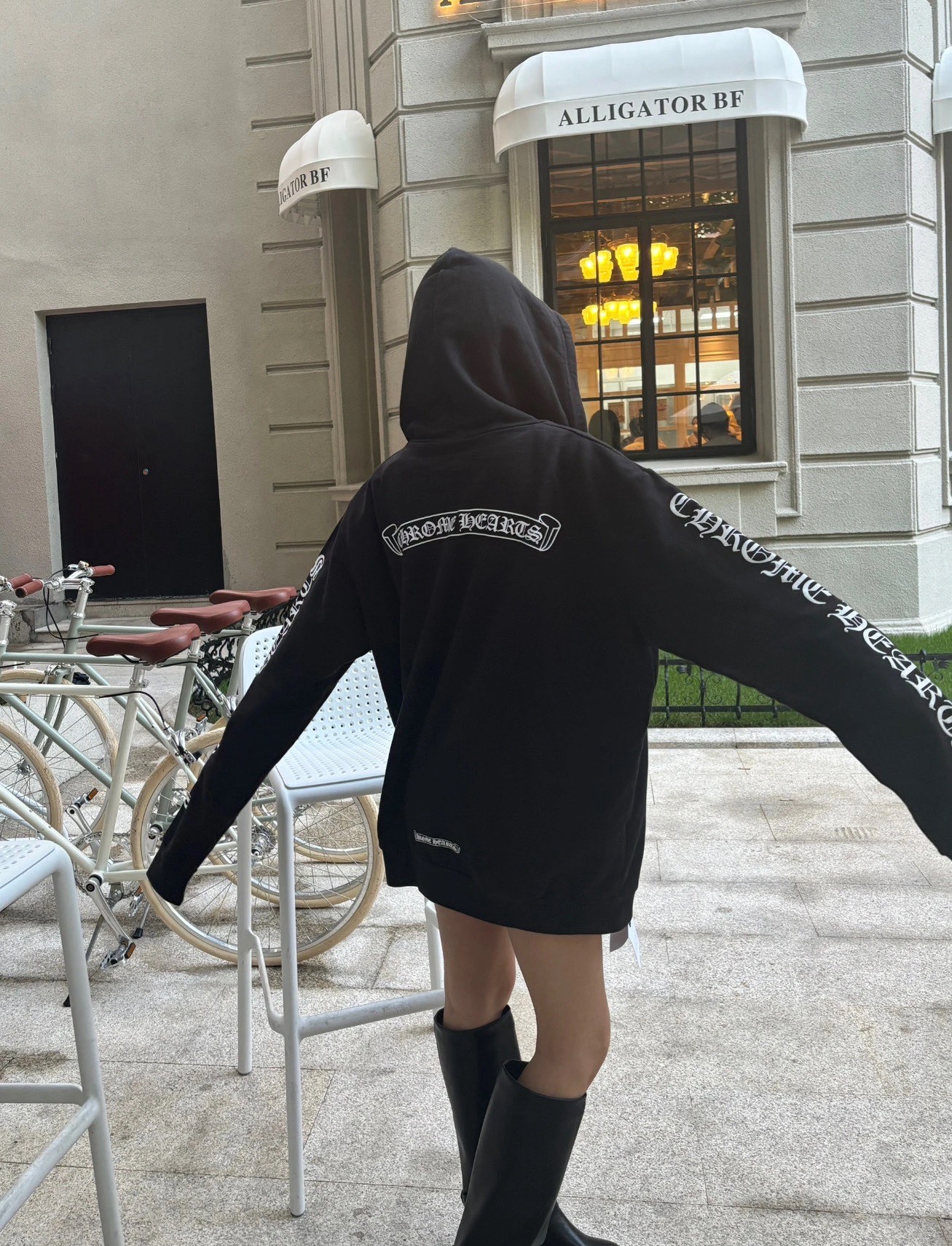 Chrome Hearts Black Zip-Up Jacket with Sanskrit LogoSize: S M L XL