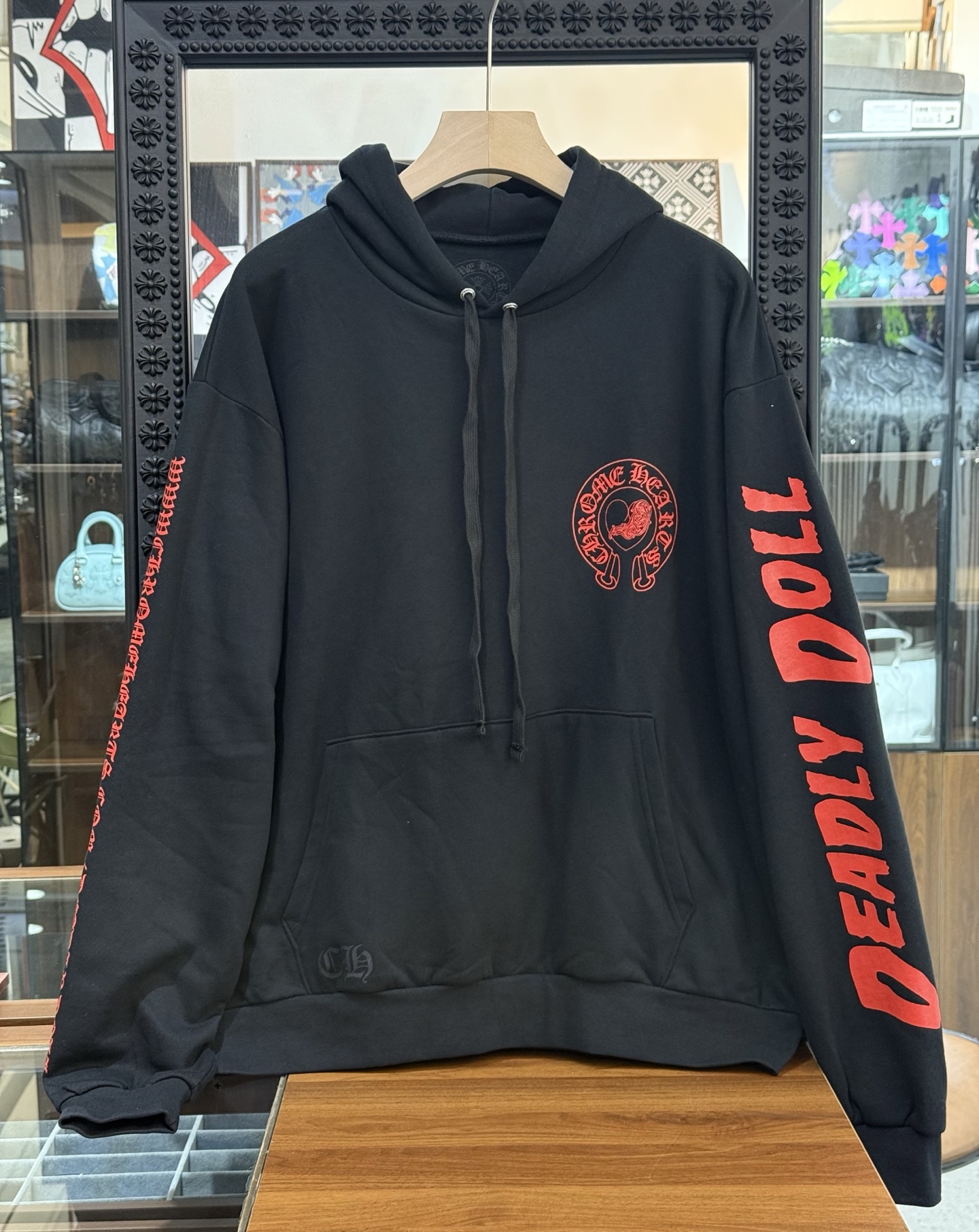 Chrome Hearts x Deadly Doll Limited Edition Red Horseshoe HoodieSize: S M L XL
