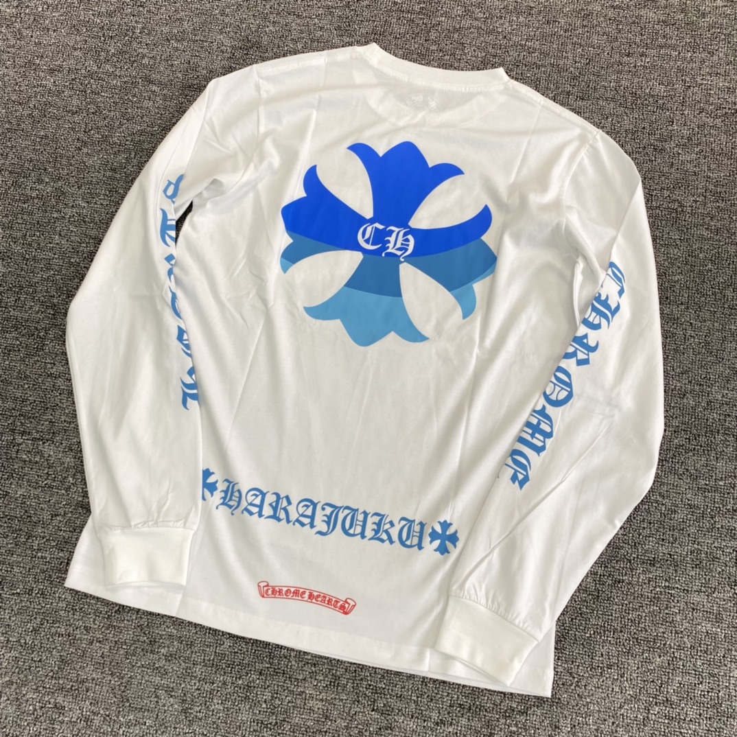 Chrome Hearts Tokyo Harajuku Limited Edition Long-Sleeve Shirt. This bulk order uses a thicker fabric than YB (Yoga Breeze), differentiating it from the cotton and linen materials on the market. The print is also less prone to cracking. The multi-col