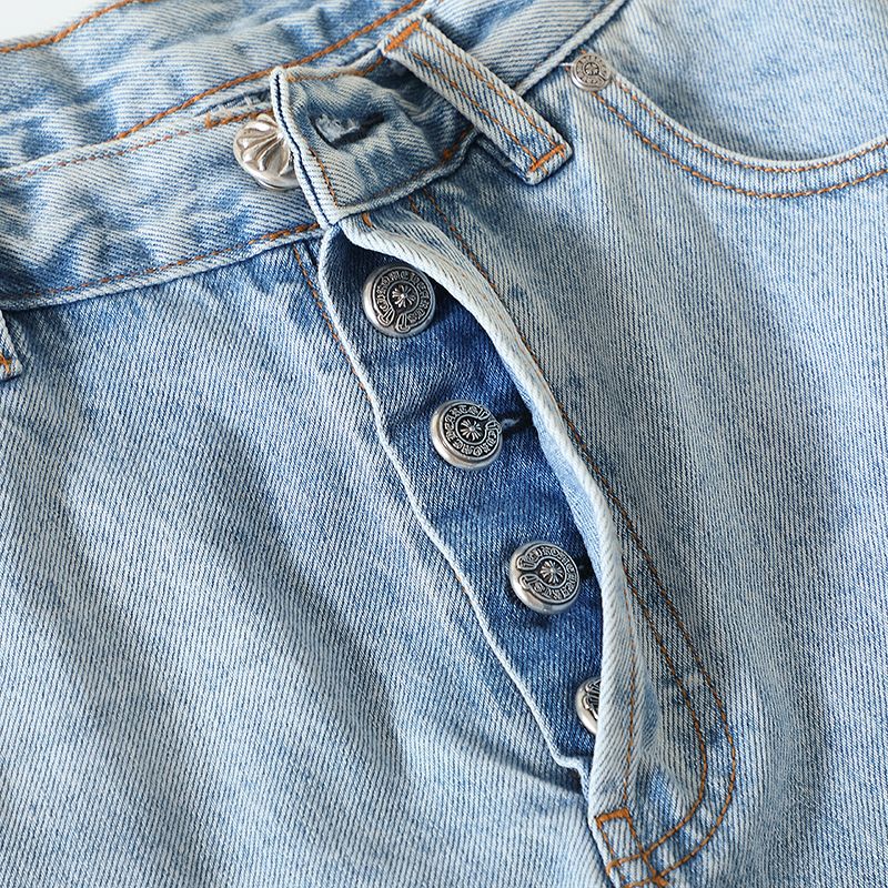 CH Rockheart Jeans; Ningdan 7x7 cotton all-coated denim, blue; Levies 501 sole; 19 genuine leather lambskin crosses in black leather; custom-made full set with genuine silver plating (not imitation silver!).