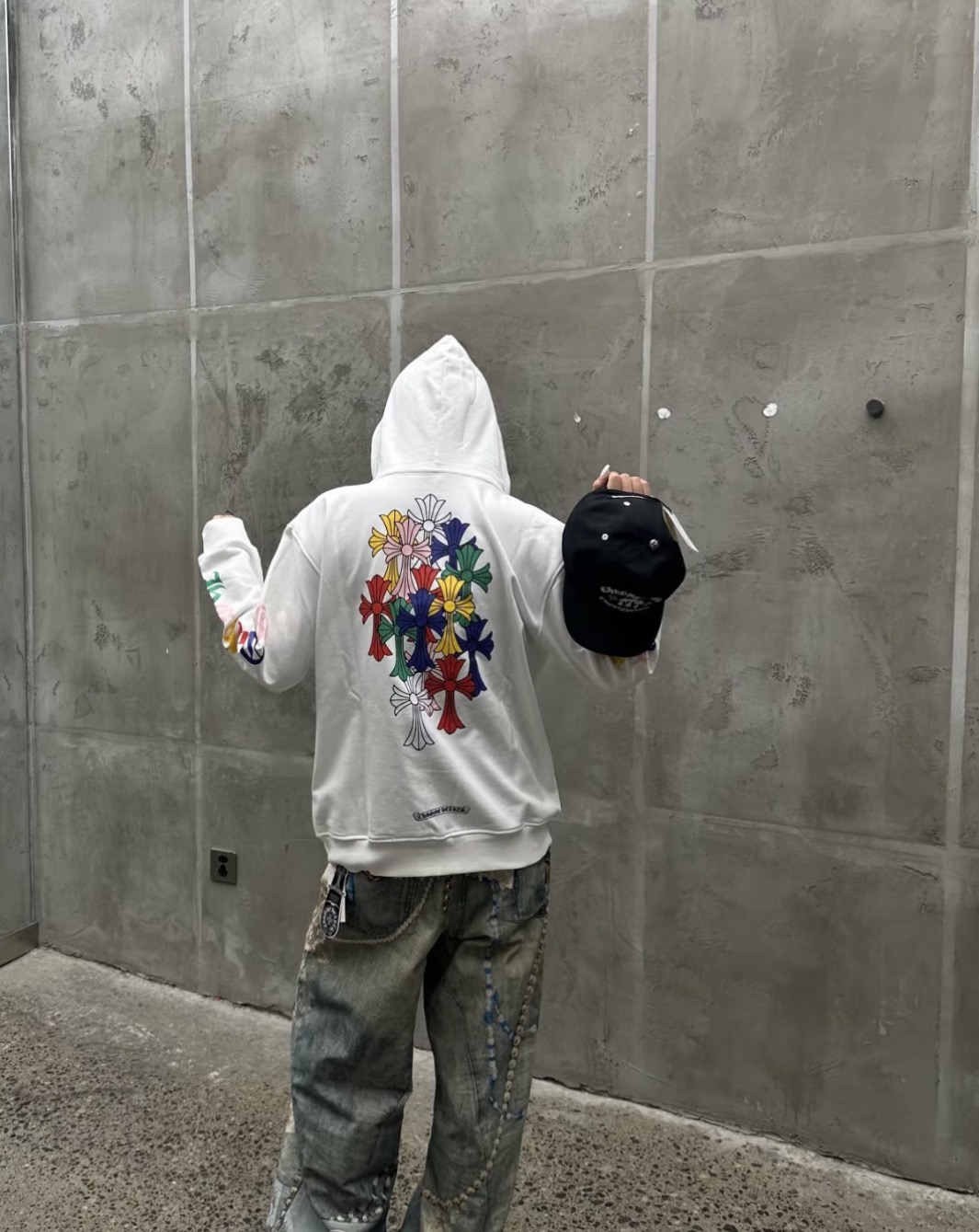Chrome Hearts Colorful Cross White Zip-Up HoodieSize: S M L XL