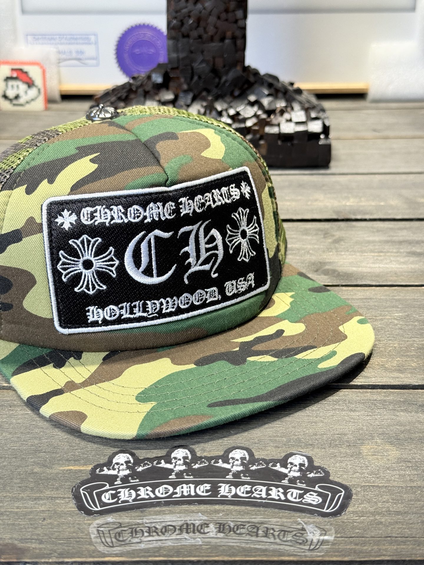 Custom-ordered Fu#k Logo Camouflage Baseball Cap with Sterling Silver Buckle and Premium Car Emblem