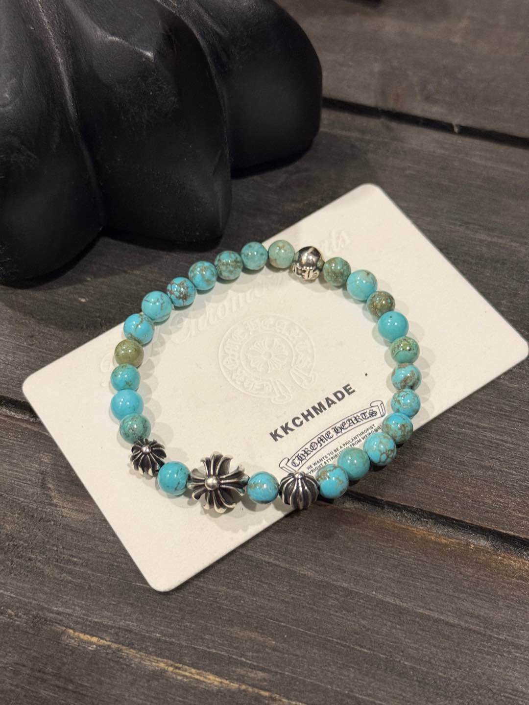 Customer order: 4-bead turquoise cross-pattern bracelet