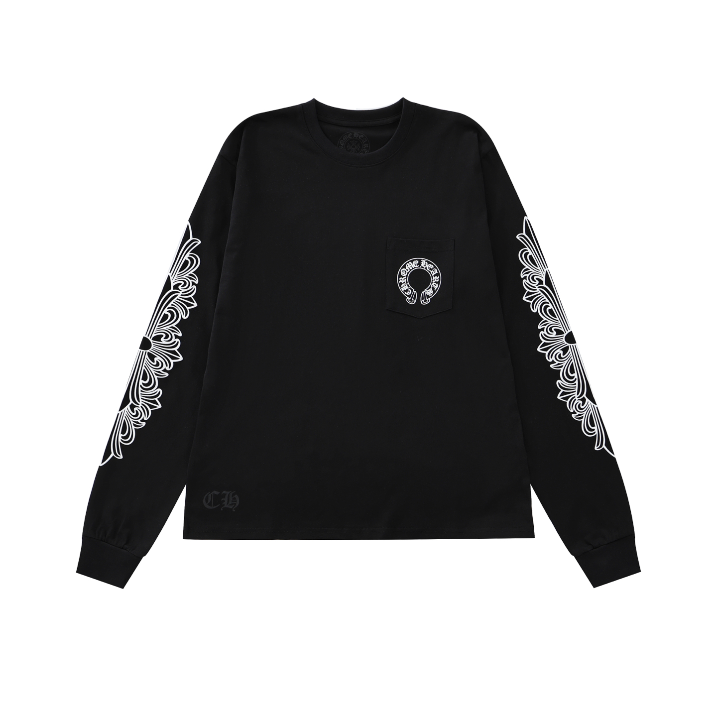 CH's new Los Angeles limited edition horseshoe-shaped long-sleeved shirt. All sizes are now available. Originally purchased from Dewu for 6919. The fabric is 220g 32S double yarn. The print uses imported ink printing technology. Simple design, no com