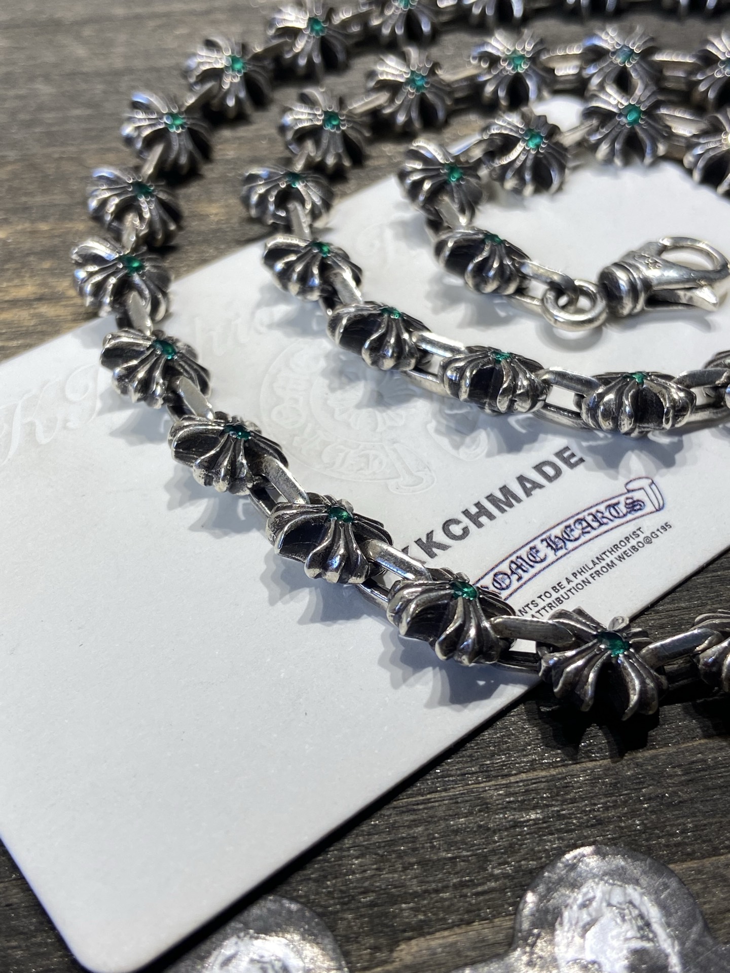 Custom-made CH PLUS Lobster Necklace with Green Diamond Inlay - Exclusive, Extremely Rare Item