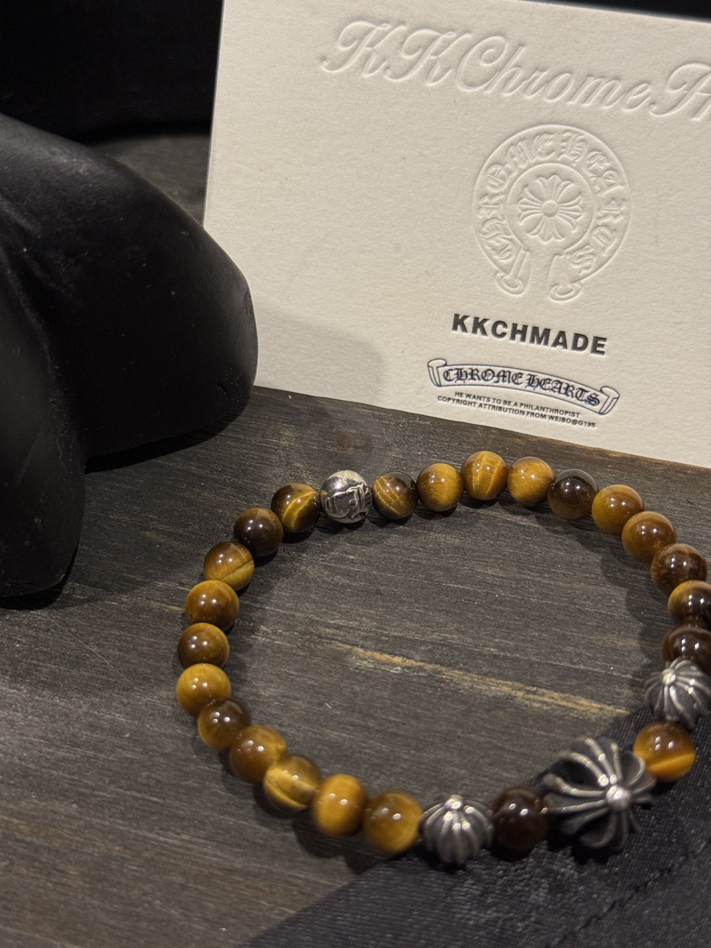 Customer order: Tiger's Eye 4-Silver Bead Bracelet