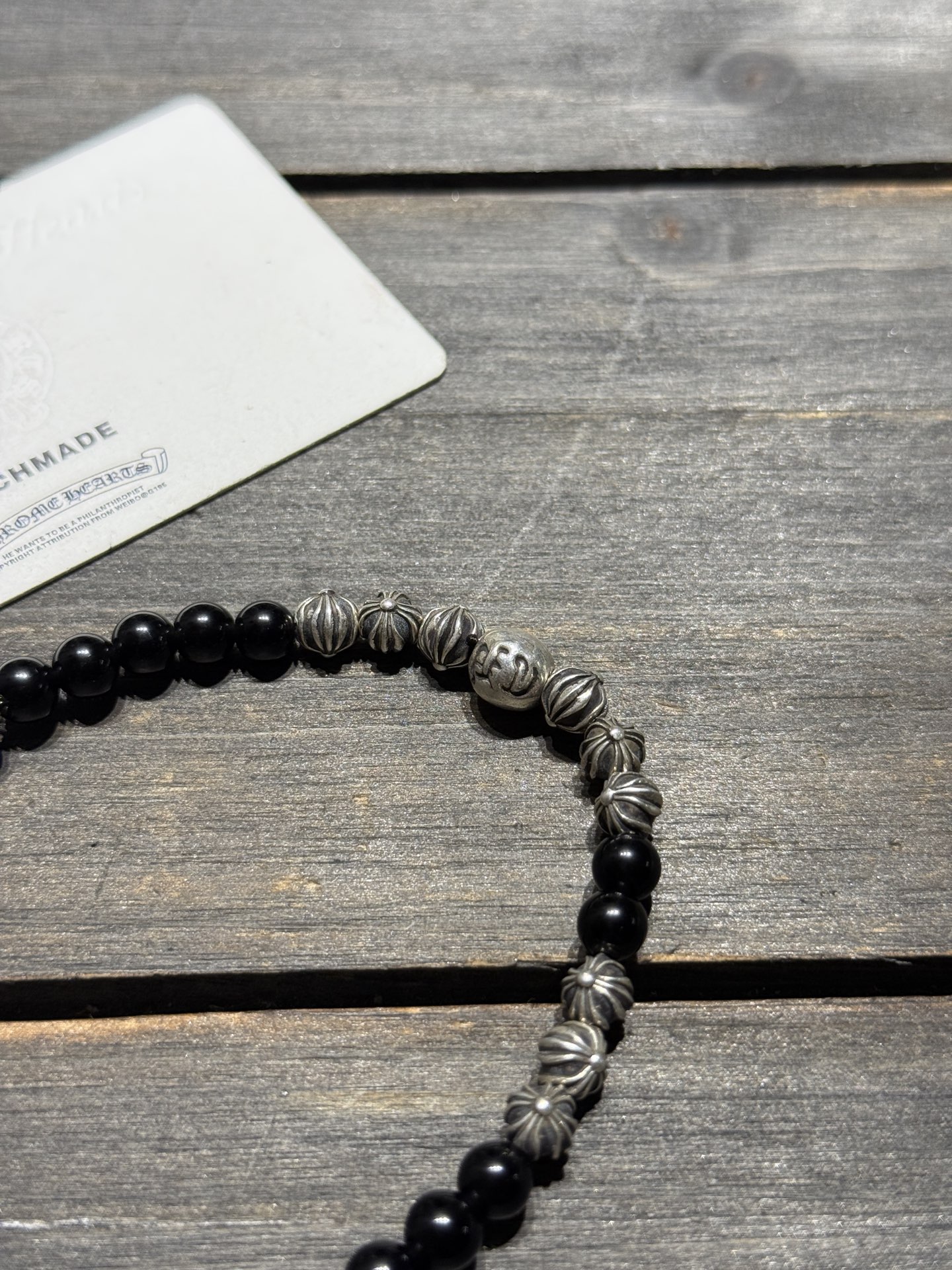 Customer order: 19-bead obsidian silver bead bracelet, graduation grade.