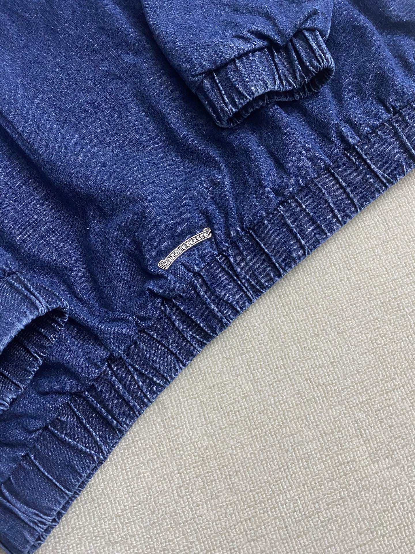 Chrome Hearts Denim Cross-Panel Leather Half-Zip HoodieSize: S M L XL