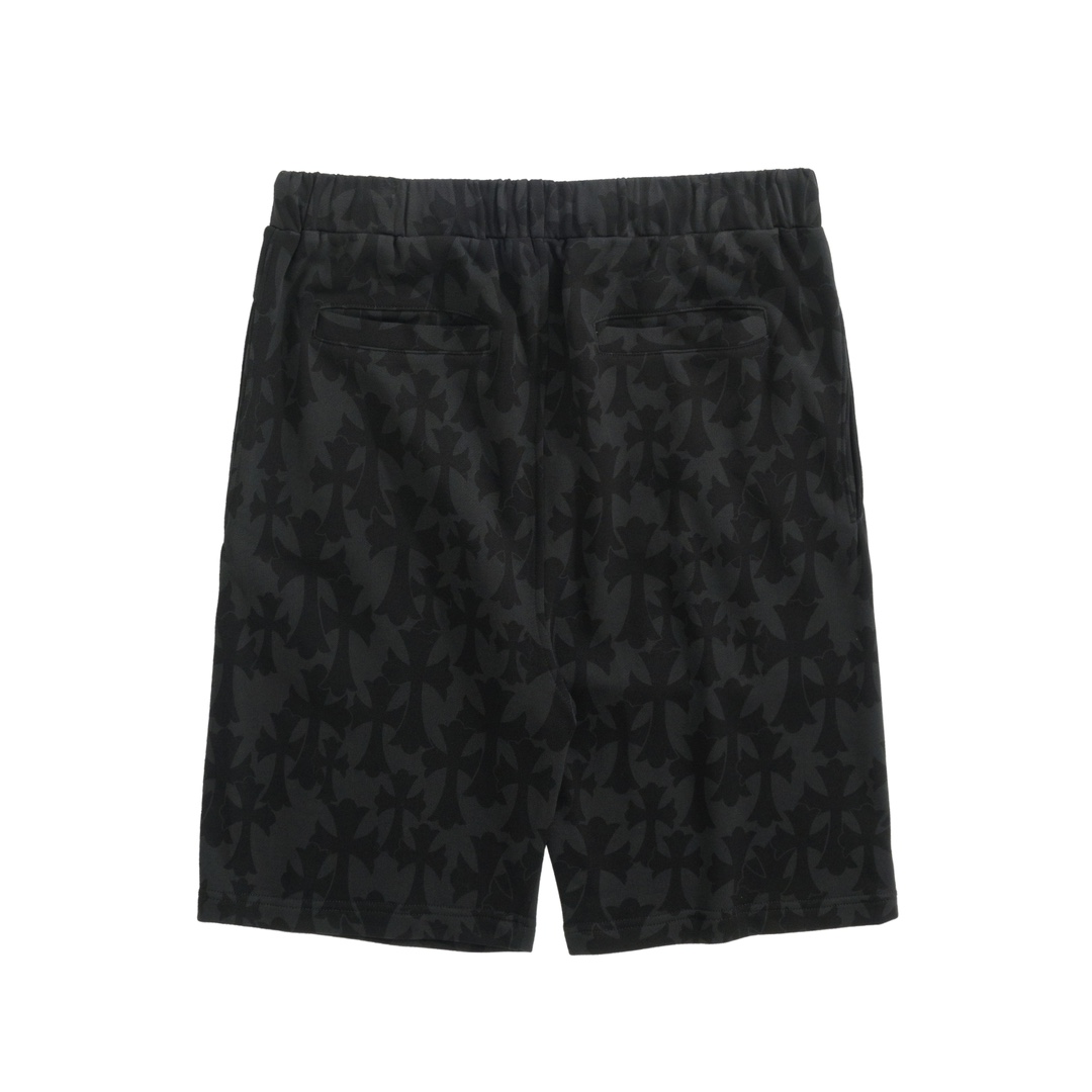 CH Chrome Hearts Patterned Shorts SetCustom patterned cross fabric, horseshoe print on the front, traditional Chinese font print, drawstring designSizes S, M, L