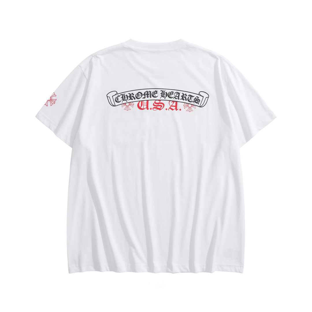 CH Chrome Hearts USA Exclusive T-ShirtThis item is made from 200g 26-thread-count cotton, offering a soft and breathable feel for unparalleled comfort. The plastisol hand-printing process ensures vibrant, long-lasting colors and clear definition, s