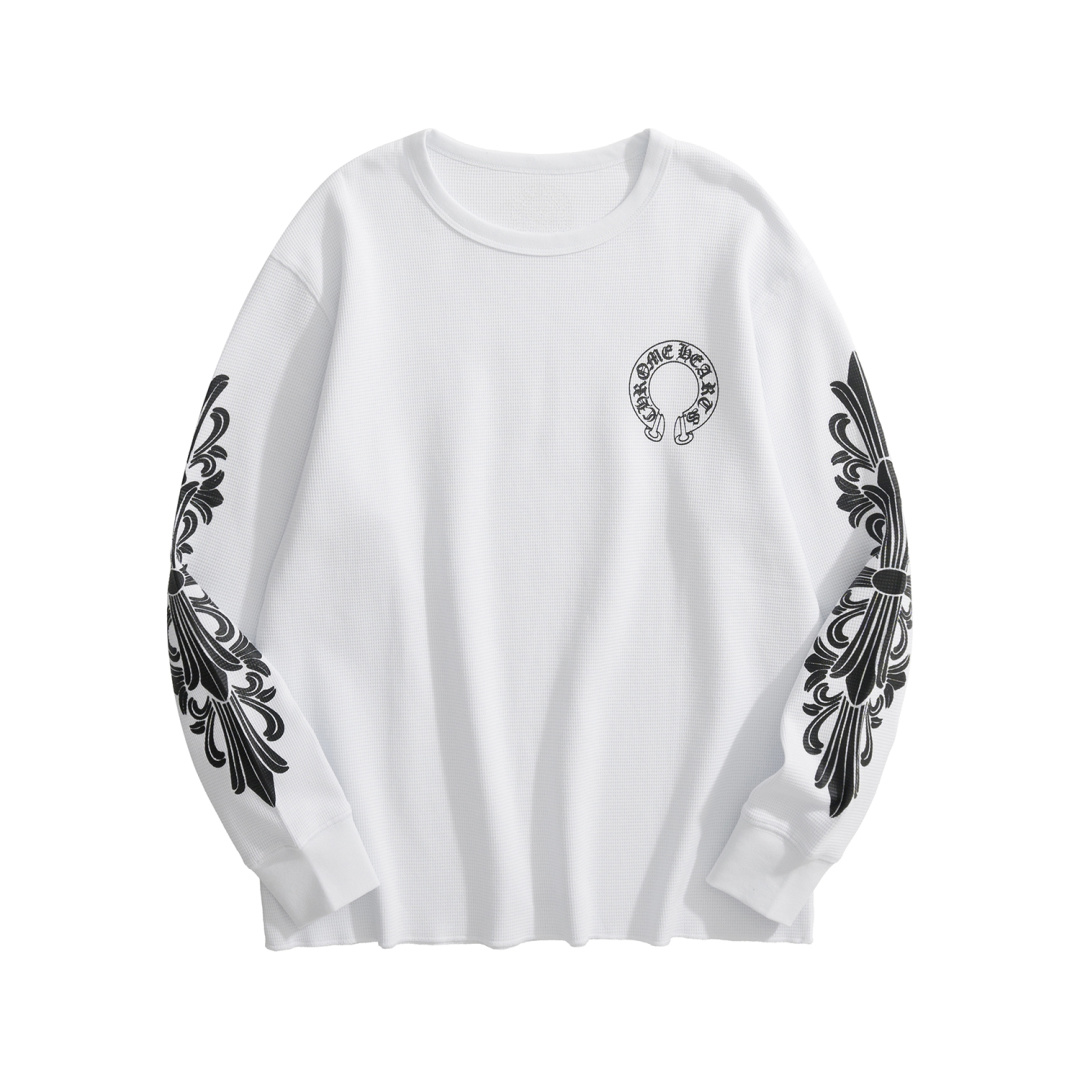 Chrome Hearts 2025 Spring/Summer Waffle Long-Sleeve T-ShirtA perfect blend of classic and innovative design, showcasing individuality with Chrome Hearts' iconic Sanskrit logo. Sizes S, M, L