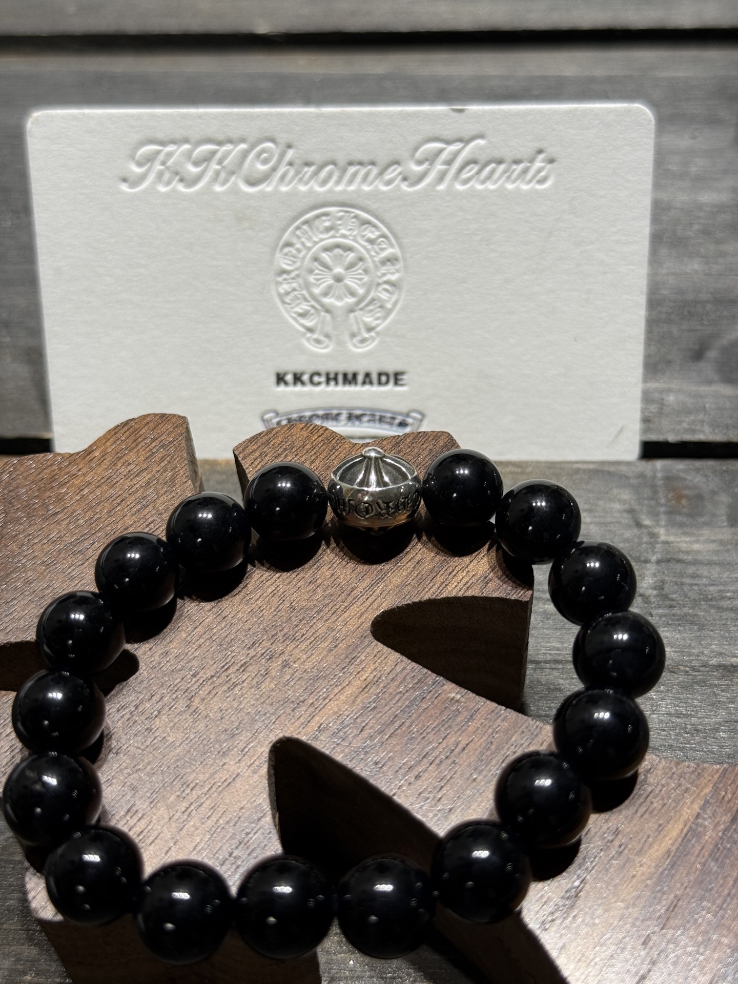 Obsidian Silver Bead Bracelet