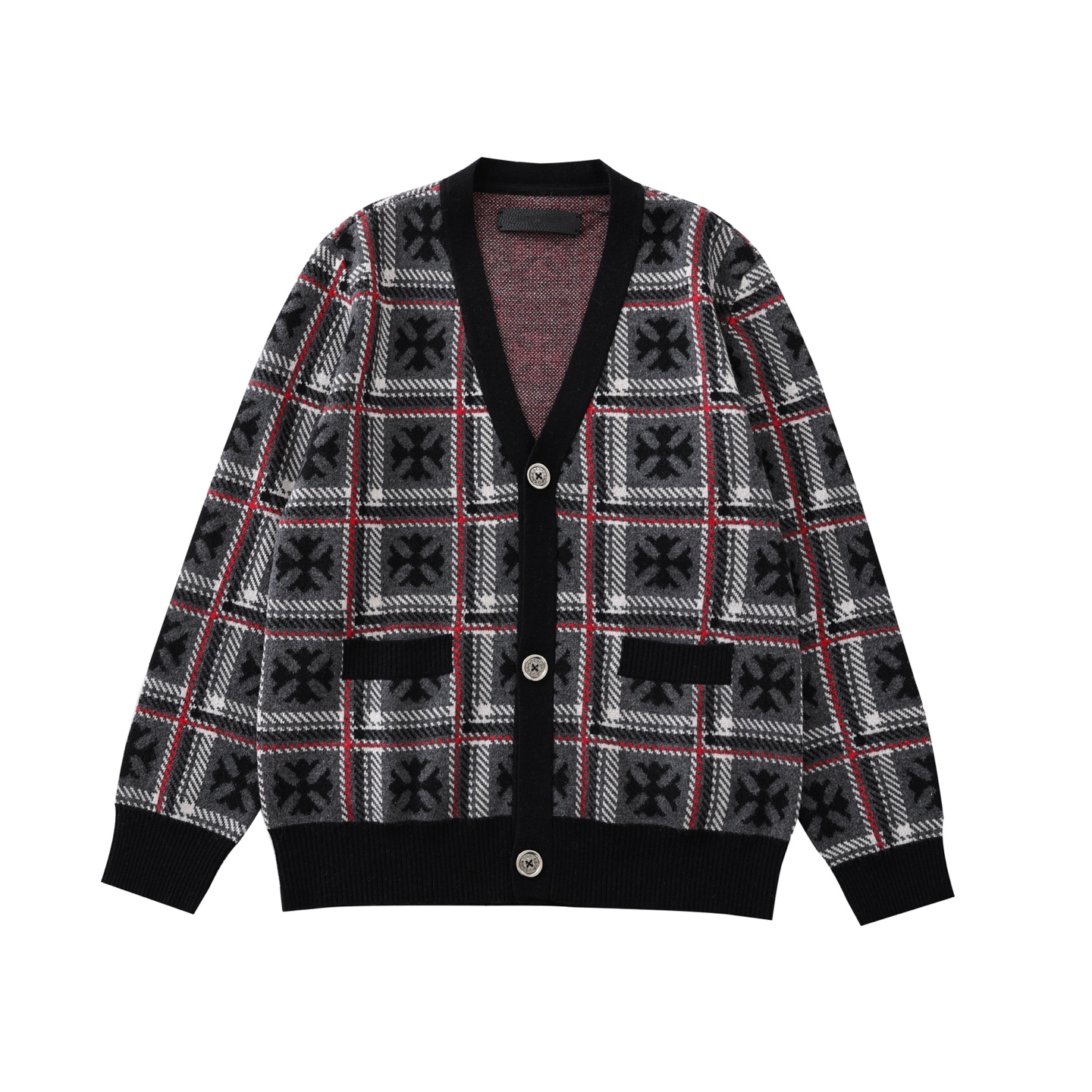 CH's new cross-knit cashmere cardigan. All sizes are now available. Original buttons purchased from the boutique for 23,300. Custom-spun yarn composition: 55% wool + 30% cashmere + 15% nylon blend. Custom genuine leather neck label. Custom-molded sil