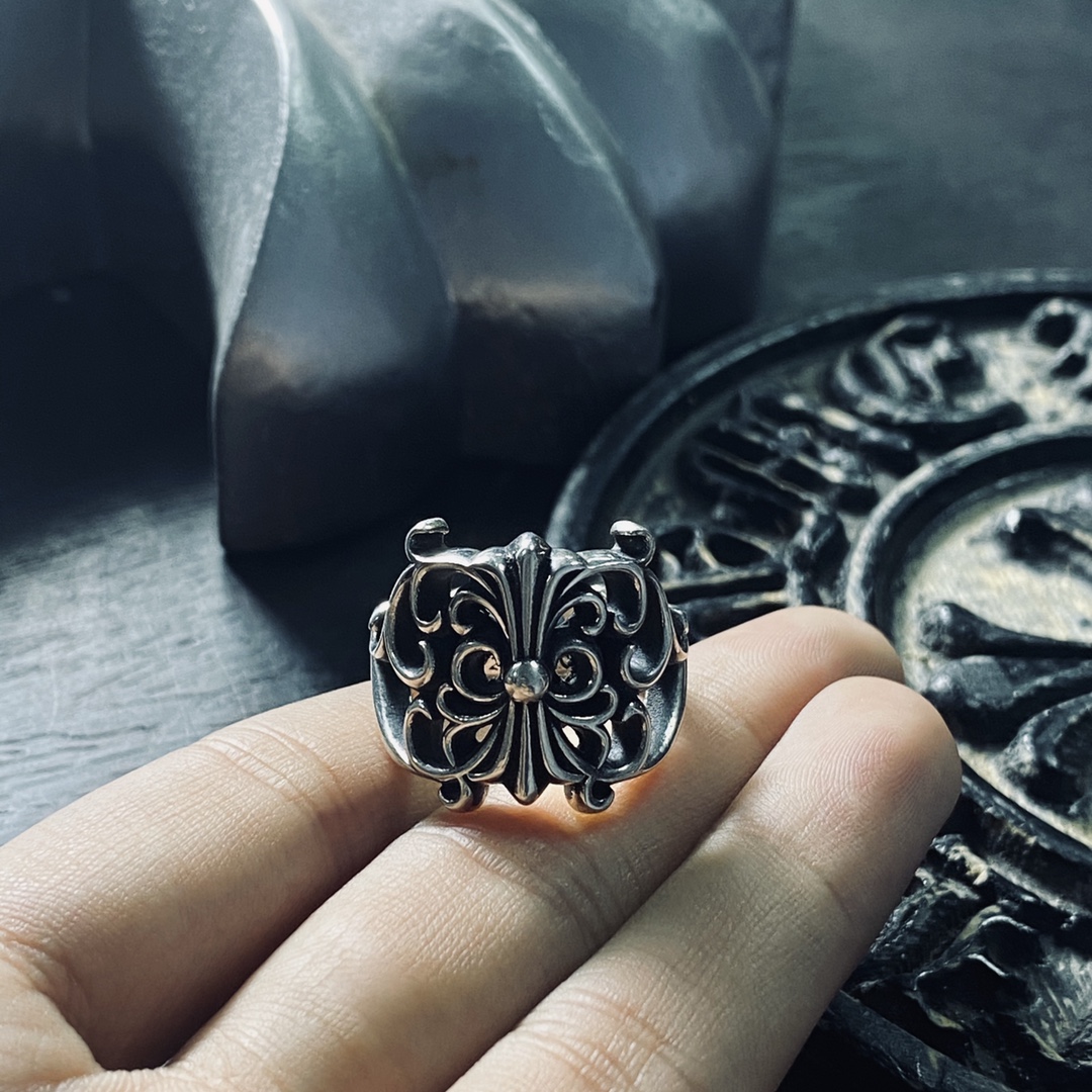 Authentic KK Chrome Hearts Curved Butterfly Flower Ring