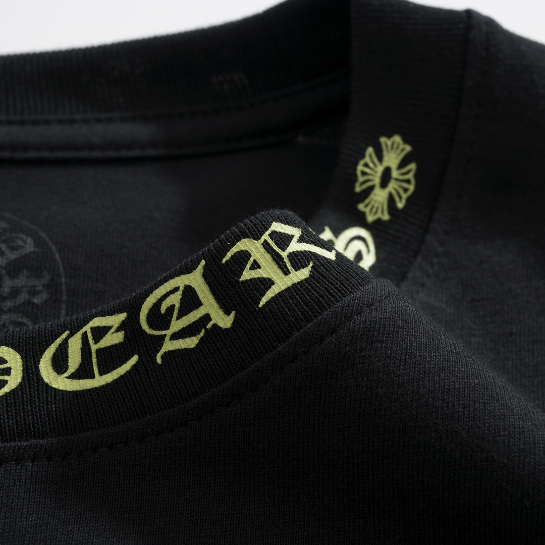 CH Chrome Hearts Fluorescent Letter Sanskrit Long-Sleeve T-ShirtCustom-made comfortable cotton fabric, chest pocket design, fluorescent Sanskrit print on the collar and sleevesSizes S-XL