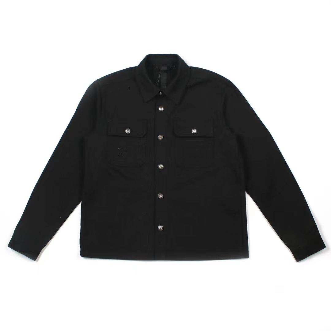 CH Chrome Hearts Basic JacketFabric: Custom 360g high-density 100% cotton fine beaded fabricDetails: Classic cut with a forward-leaning seam, unlike the standard cuts on the market, 22 cross-stitch genuine sheepskin embroideryHardware: Custom-made