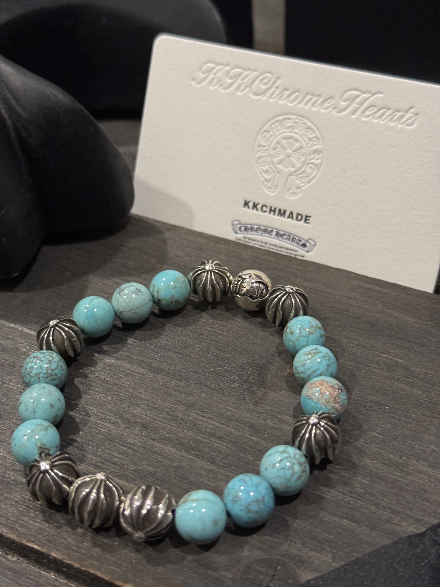 Customer order: turquoise 8-silver bead bracelet